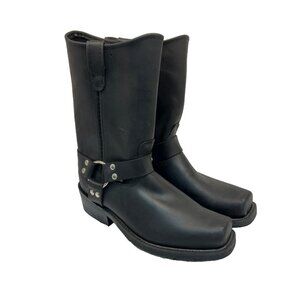 Double H Men's 10" Sierra Harness Boots *Made In USA* Black Leather Size 9.5 2E